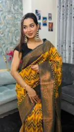 Kanchipuram Saree Chevron Zigzag Pattern IKC-006 - Image 2