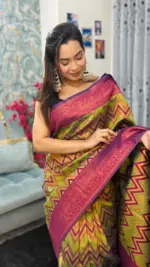 Kanchipuram Saree Chevron Zigzag Pattern IKC-001 - Image 5
