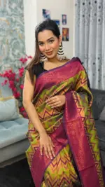 Kanchipuram Saree Chevron Zigzag Pattern IKC-001 - Image 3