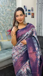 Kanchipuram Saree Chevron Zigzag Pattern IKC-003 - Image 2