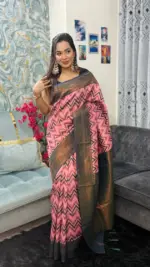 Kanchipuram Saree Chevron Zigzag Pattern IKC-005 - Image 3