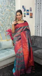 Kanchipuram Saree Chevron Zigzag Pattern IKC-007 - Image 3