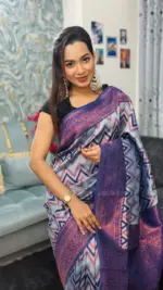 Kanchipuram Saree Chevron Zigzag Pattern IKC-003 - Image 4