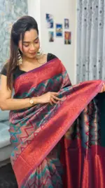 Kanchipuram Saree Chevron Zigzag Pattern IKC-007 - Image 4