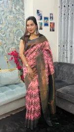 Kanchipuram Saree Chevron Zigzag Pattern IKC-005 - Image 5