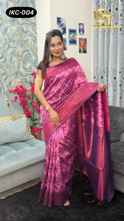 Kanchipuram Saree Chevron Zigzag Pattern IKC-004