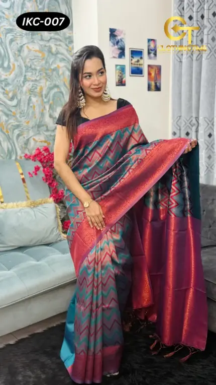 Kanchipuram Saree Chevron Zigzag Pattern IKC-007