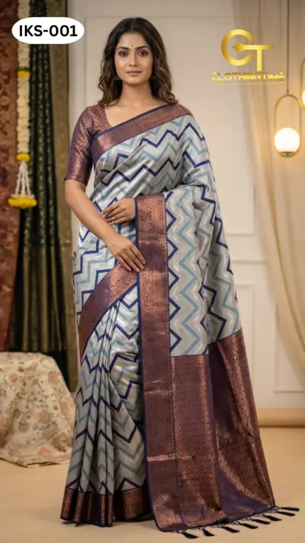Kanchipuram Saree Zigzag Design IKS-001