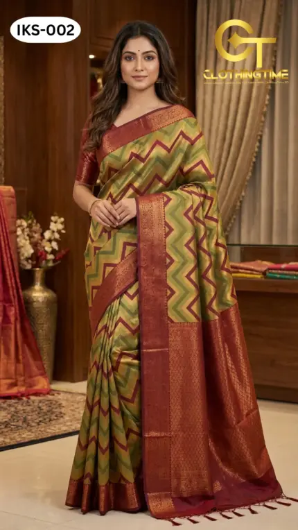 Kanchipuram Saree Zigzag Design IKS-002