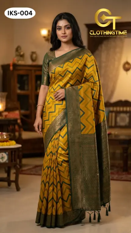 Kanchipuram Saree Zigzag Design IKS-004