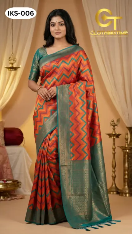 Kanchipuram Saree Zigzag Design IKS-006