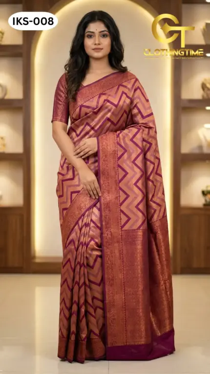 Kanchipuram Saree Zigzag Design IKS-008
