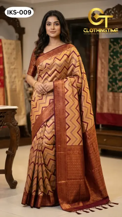 Kanchipuram Saree Zigzag Design IKS-009