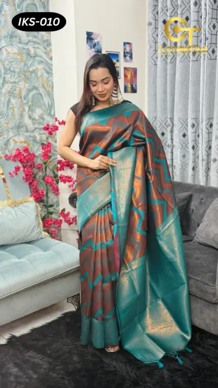 Kanchipuram Saree Zigzag Design IKS-010