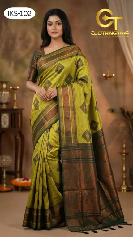 Kanchipuram Saree Diamond Buti Design IKS-102