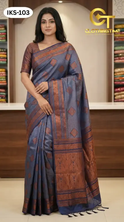 Kanchipuram Saree Diamond Buti Design IKS-103