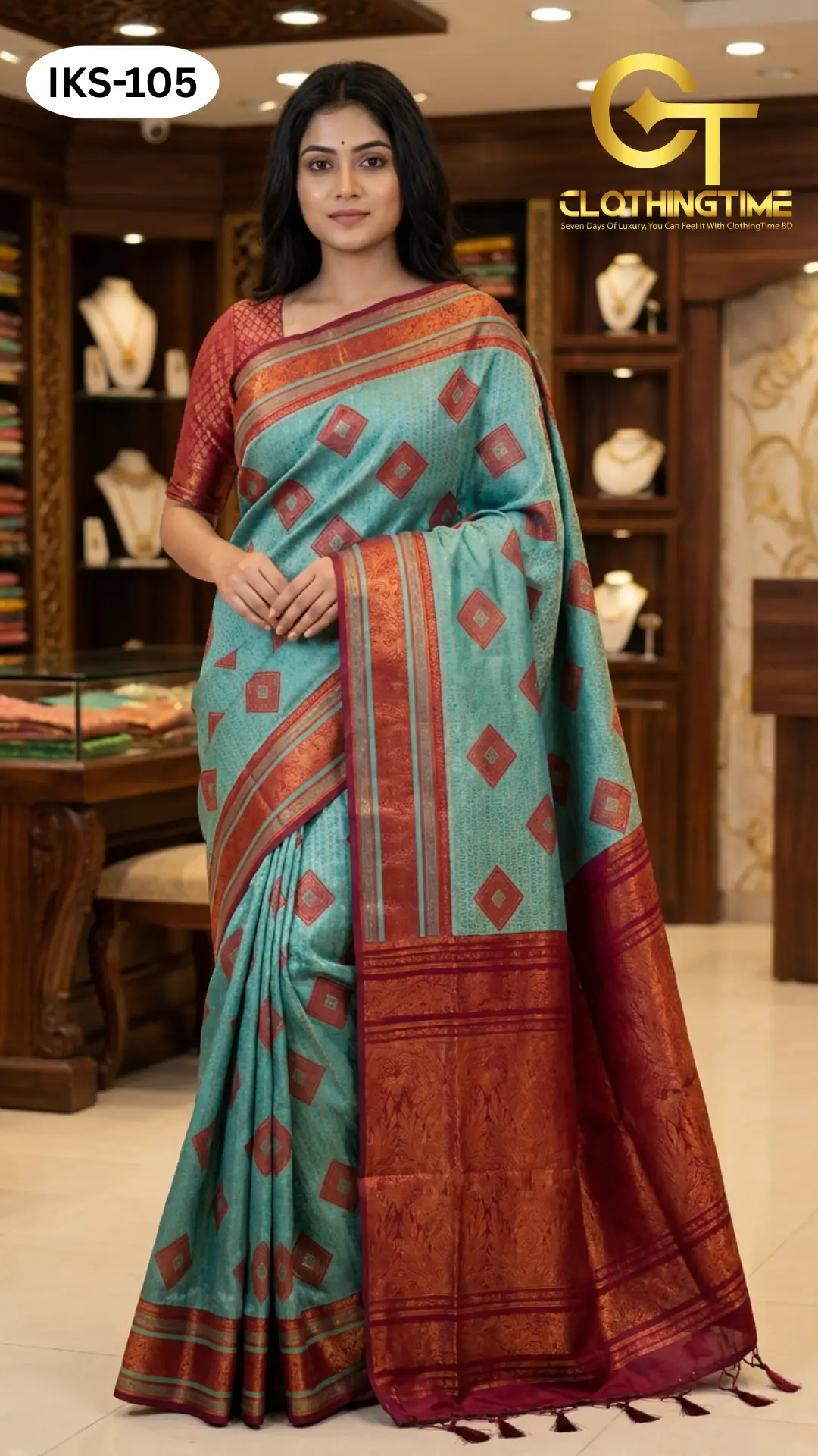 Kanchipuram Saree Diamond Buti Design IKS-105 Kanchipuram Saree Diamond Buti Design IKS-105