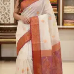 Blended Silk White Red Pear Saree SLP-002